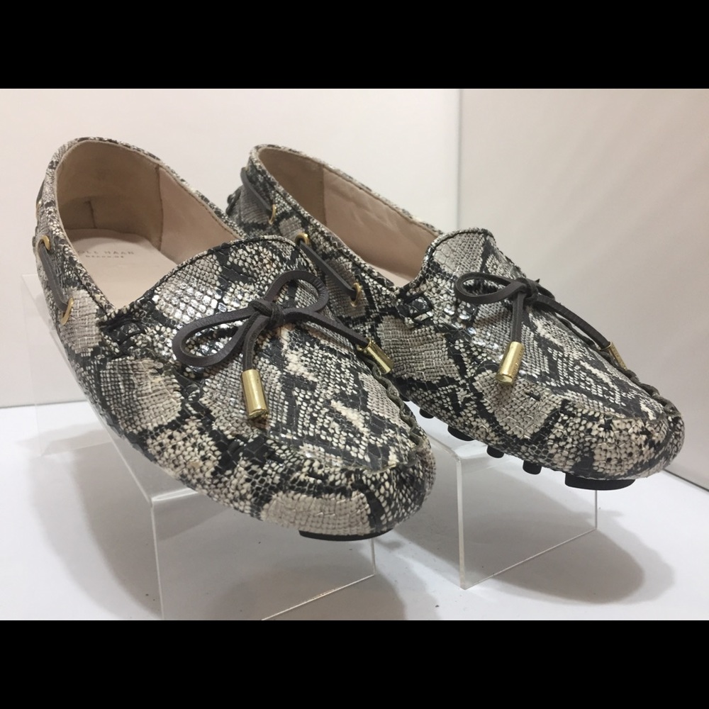 Cole Haan Grand OS Driving Moc Snake Black Sz 7.5B